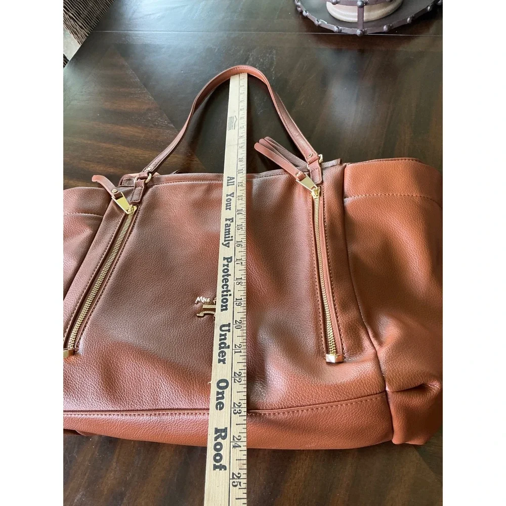 Miss Fong Diaper Bag Tote Vegan Leather Cognac Brown with Changing Pad Large OS